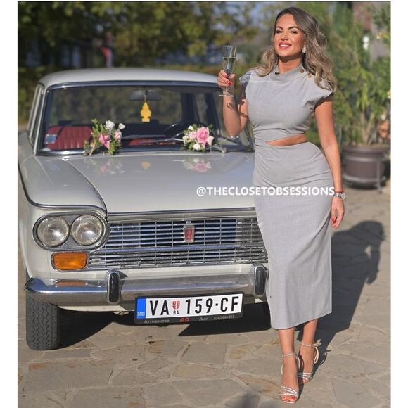 ZARA Blogger Fave High Collar Midi Dress NWT LAST ONE!!! 🩶 - Picture 14 of 16